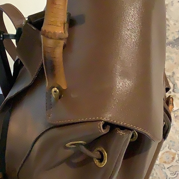 Gucci Vintage Bamboo Leather Backpack EUC - Picture 5 of 12